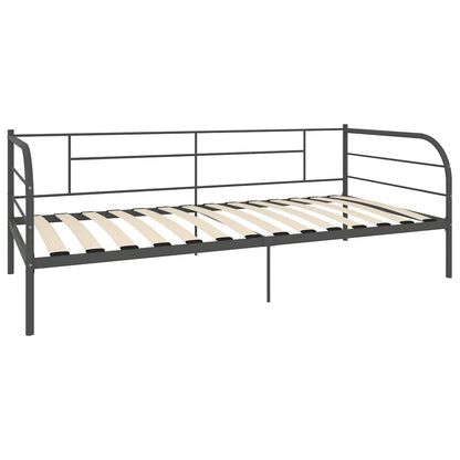 DayBed Frame without Mattress Grey Metal 90x200 cm