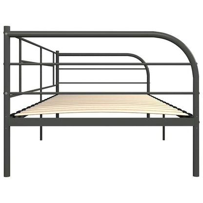 DayBed Frame without Mattress Grey Metal 90x200 cm