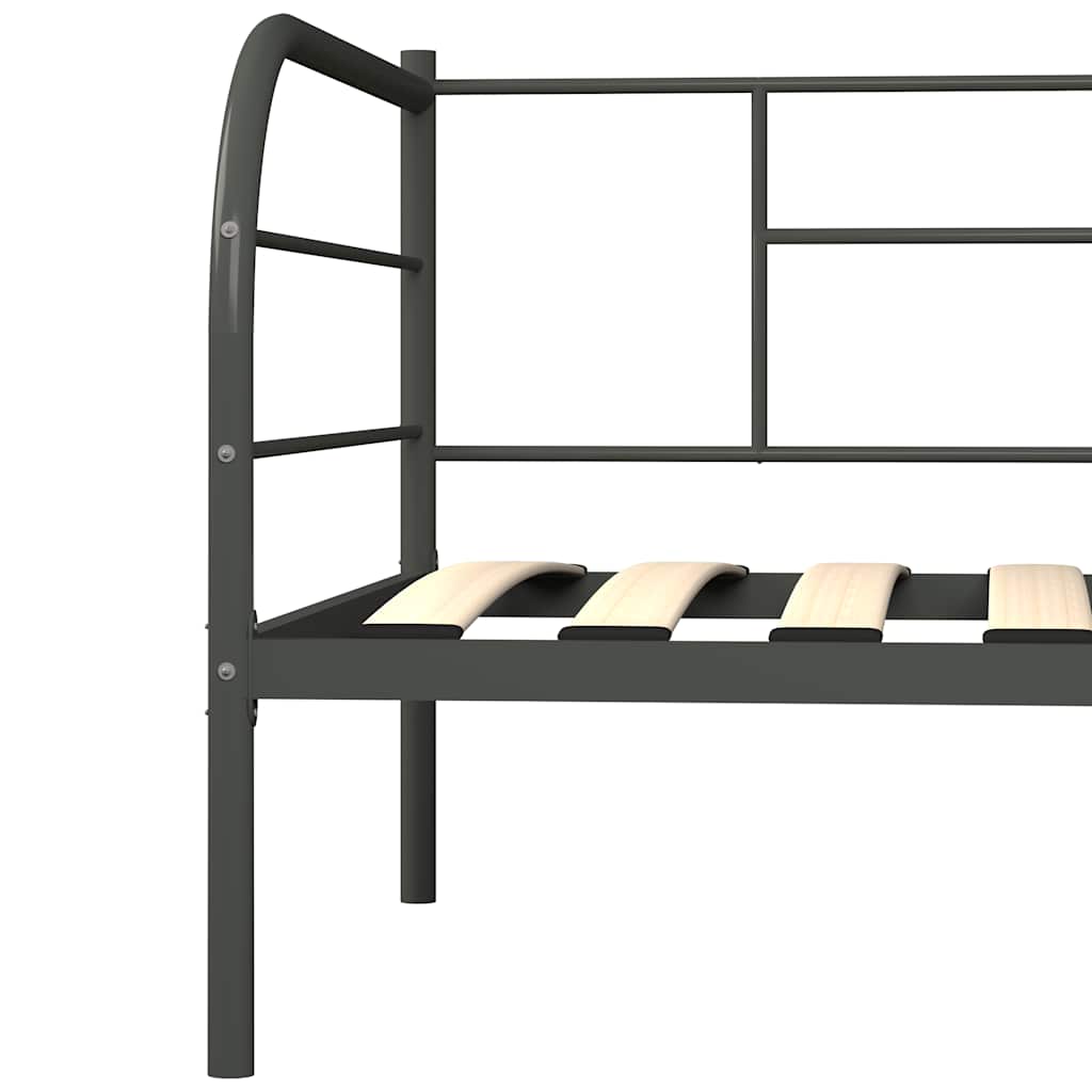 DayBed Frame without Mattress Grey Metal 90x200 cm