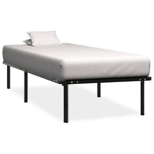 Bed Frame | Black | Metal, poplar wood | 100 x 200 cm | Durable