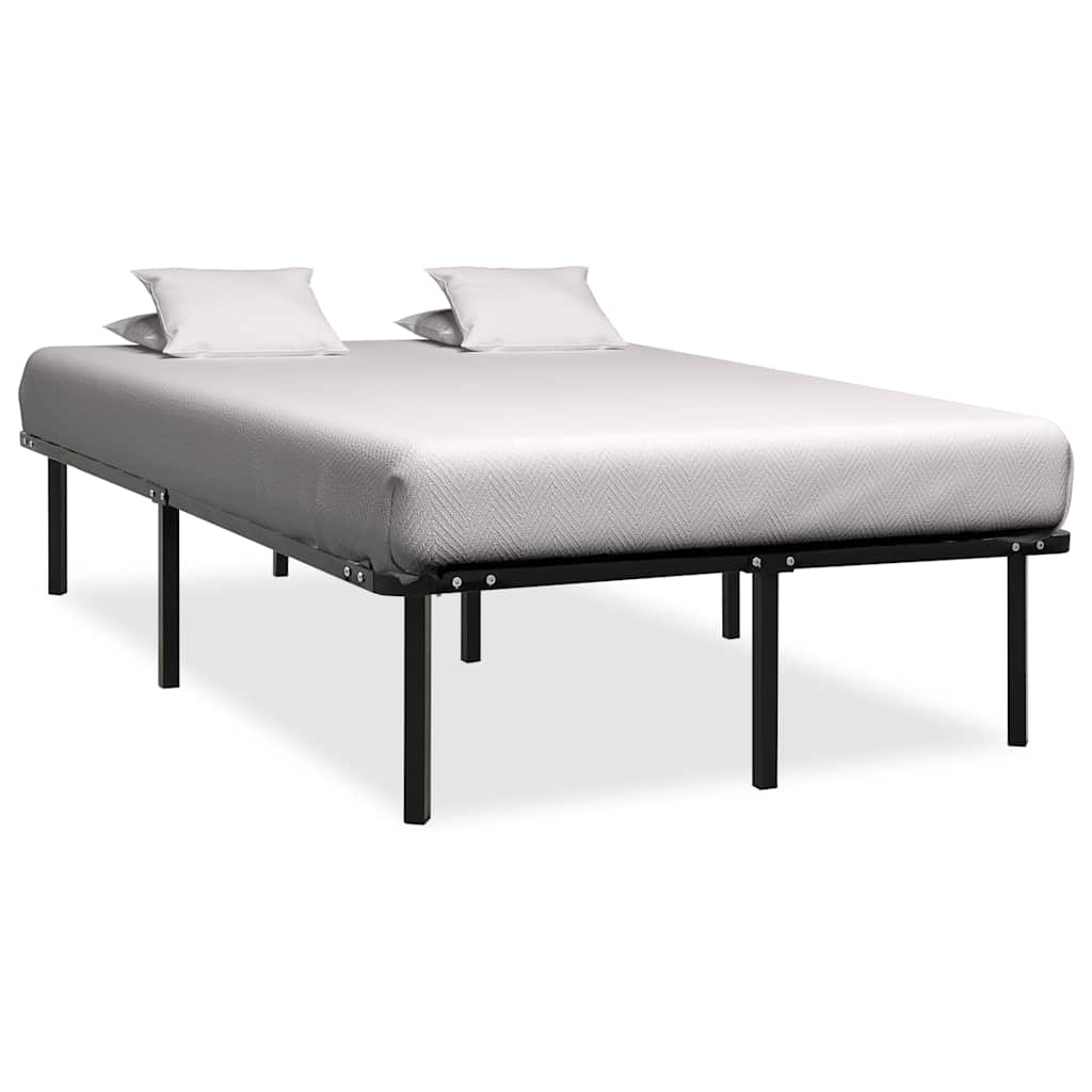 Bed Frame | Black | Metal, poplar wood | Double | Heavy Weight Endurance