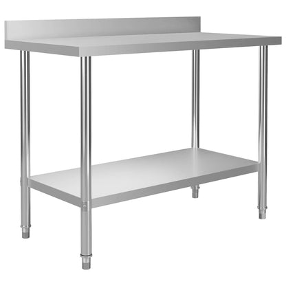 Kitchen Work Table with Overshelf 120x60x150 cm Stainless Steel