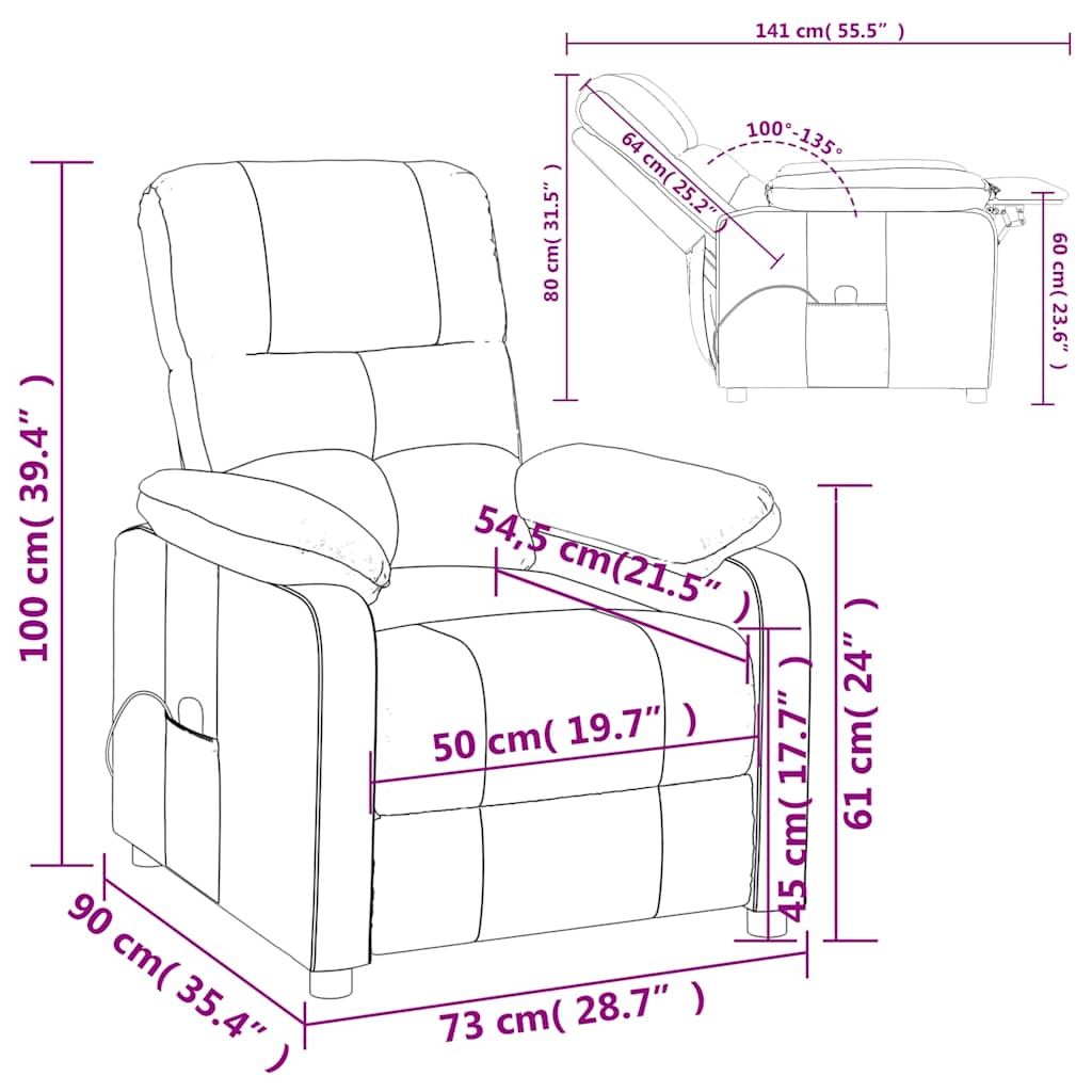 Massage Chair Taupe Fabric