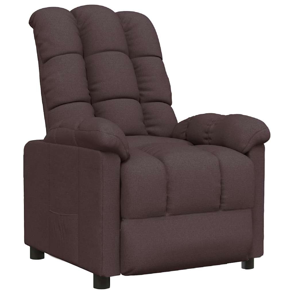 Recliner Chair Dark Brown Fabric