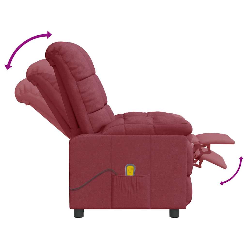 Massage Chair Wine Red Fabric
