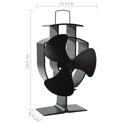 Heat Powered Stove Fan 3 Blades Black