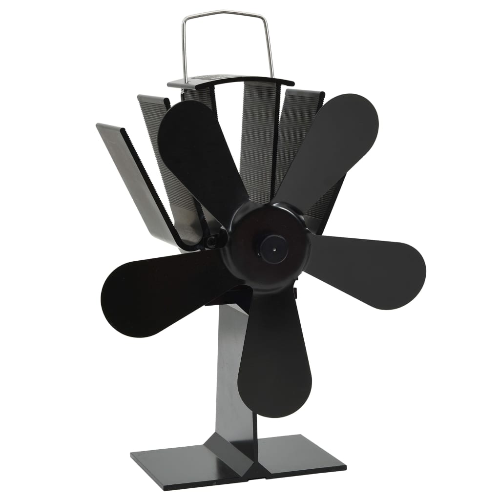 Heat Powered Stove Fan 5 Blades Black