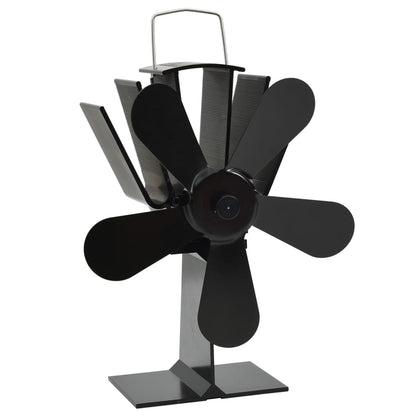 Heat Powered Stove Fan 5 Blades Black