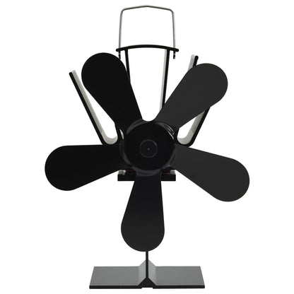 Heat Powered Stove Fan 5 Blades Black