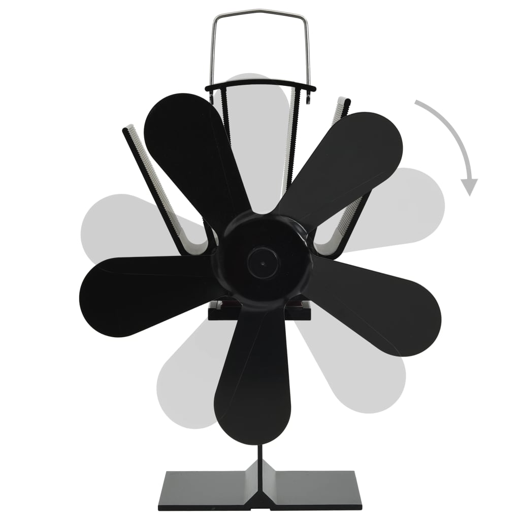 Heat Powered Stove Fan 5 Blades Black