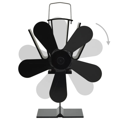 Heat Powered Stove Fan 5 Blades Black