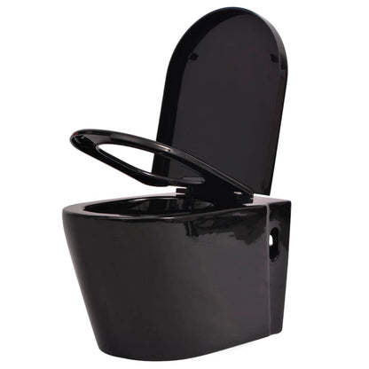 Wall Hung Toilet with Concealed Cistern Ceramic Black