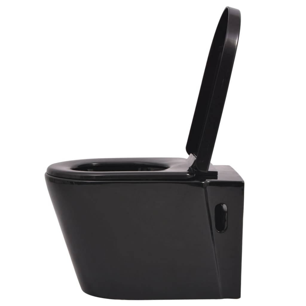 Wall Hung Toilet with Concealed Cistern Ceramic Black
