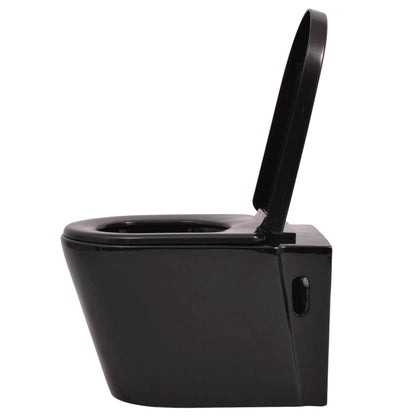 Wall Hung Toilet with Concealed Cistern Ceramic Black