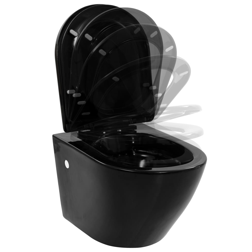 Wall Hung Toilet with Concealed Cistern Ceramic Black