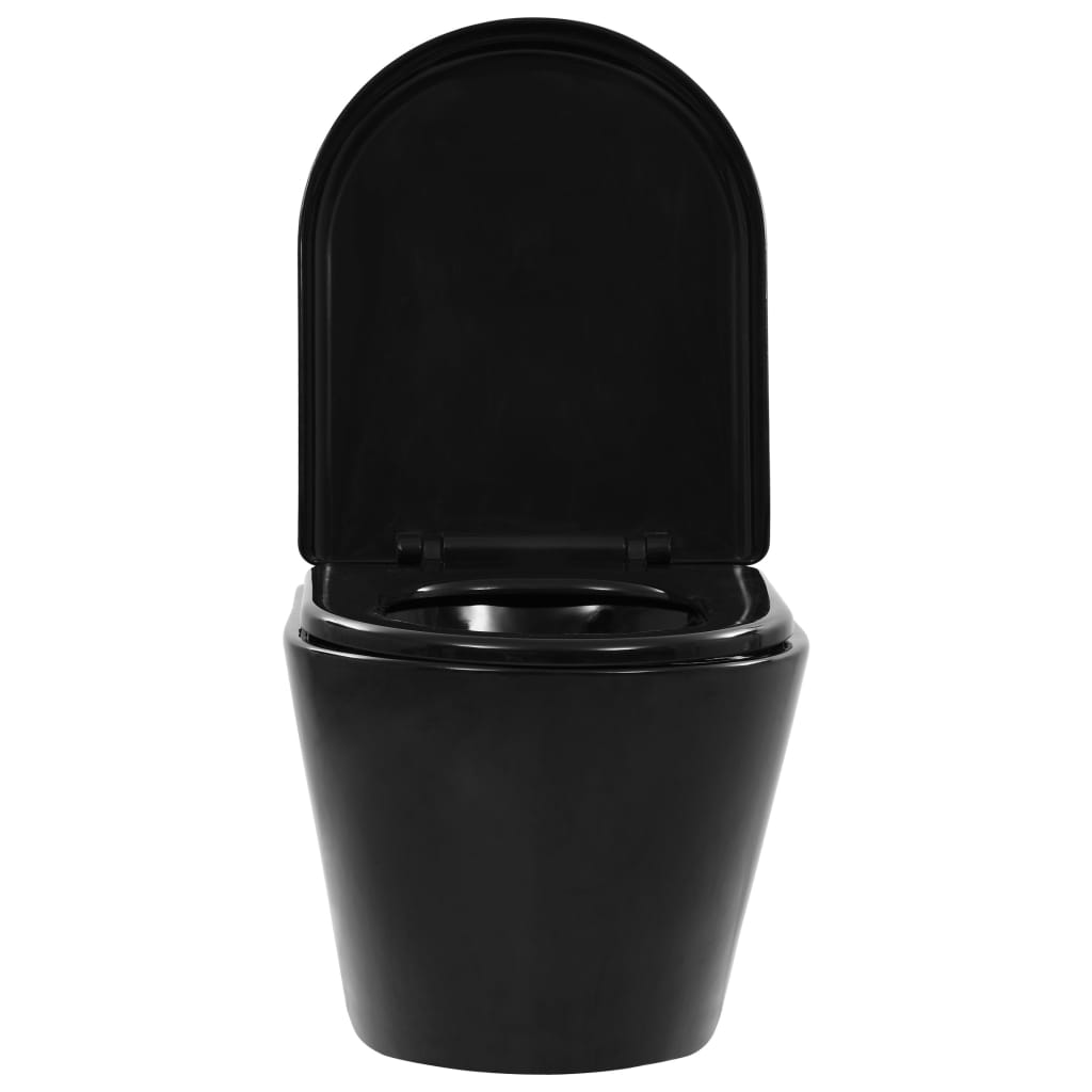 Wall Hung Toilet with Concealed Cistern Ceramic Black