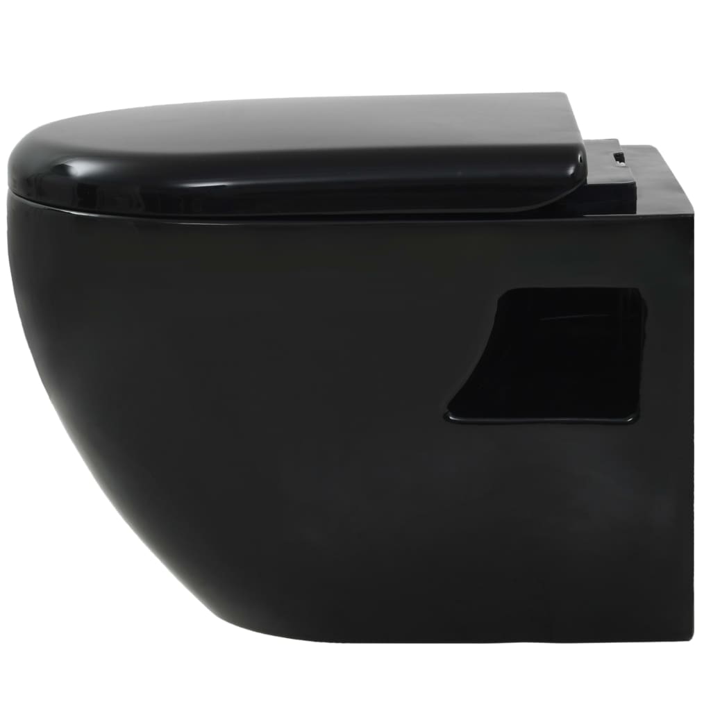 Wall-Hung Toilet with Concealed Cistern Ceramic Black