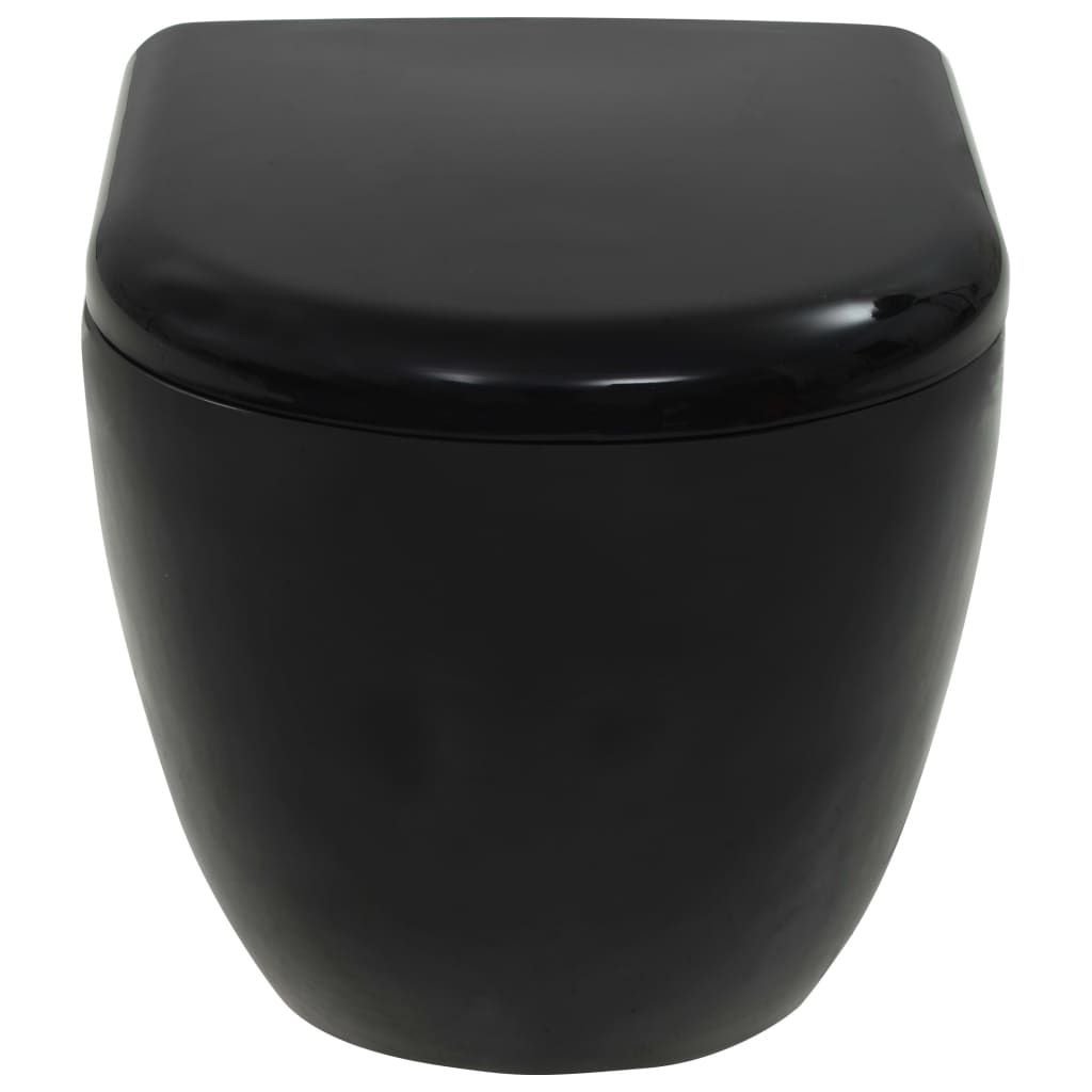 Wall-Hung Toilet with Concealed Cistern Ceramic Black