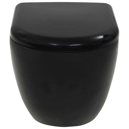 Wall-Hung Toilet with Concealed Cistern Ceramic Black