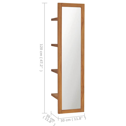 289070 vidaXL Wall Mirror with Shelves 30x30x120 cm Solid Teak Wood