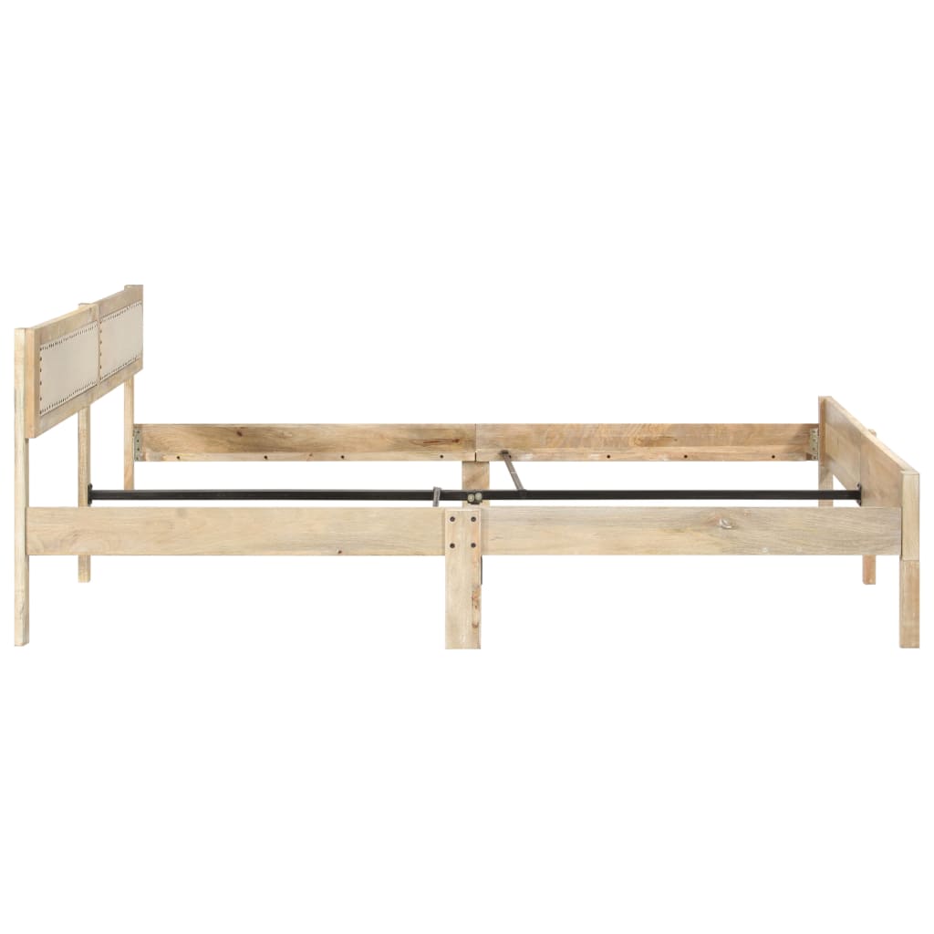Bed Frame | Natural wood | Solid mango wood, cotton | Double | Hardwood