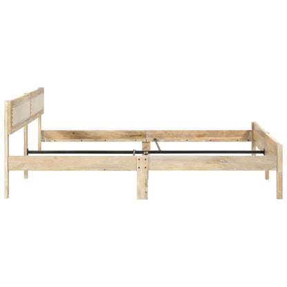 Bed Frame | Natural wood | Solid mango wood, cotton | Double | Hardwood
