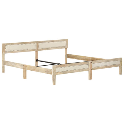 Bed Frame | Natural wood | Solid mango wood, cotton | Double | Hardwood