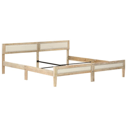 Bed Frame | Natural wood | Solid mango wood, cotton | Double | Hardwood