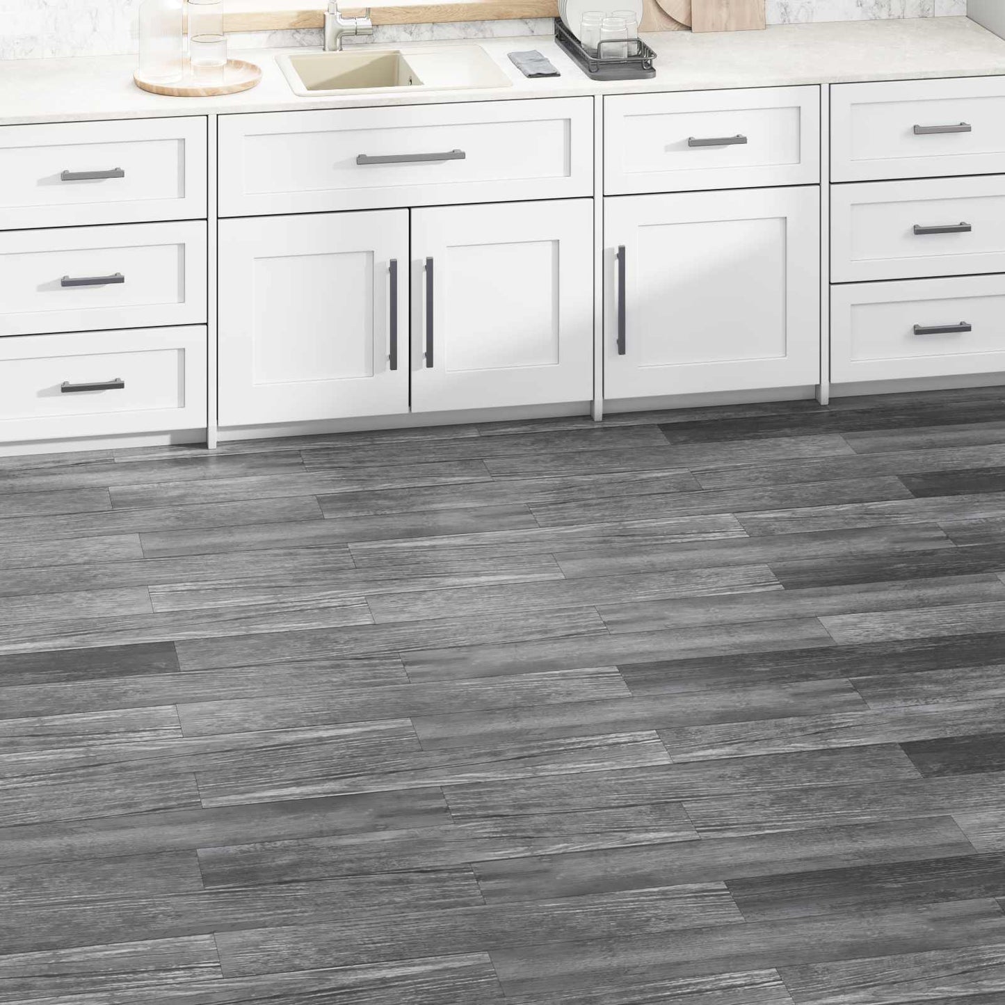 Flooring Planks 36 pcs Shiny Grey 5.02 m² PVC