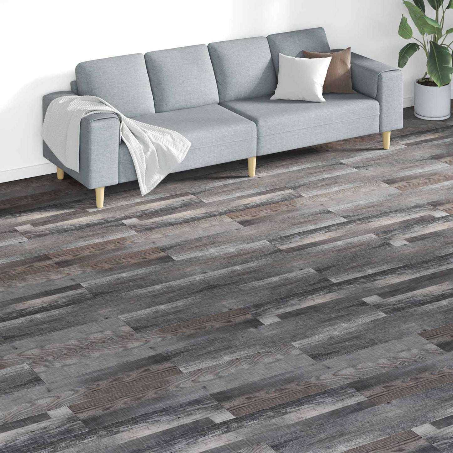 Flooring Planks 18 pcs Grey 5.26 m² PVC