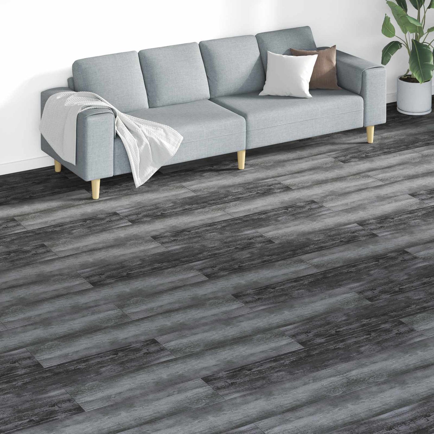 Flooring Planks 18 pcs Grey 5.26 m² PVC