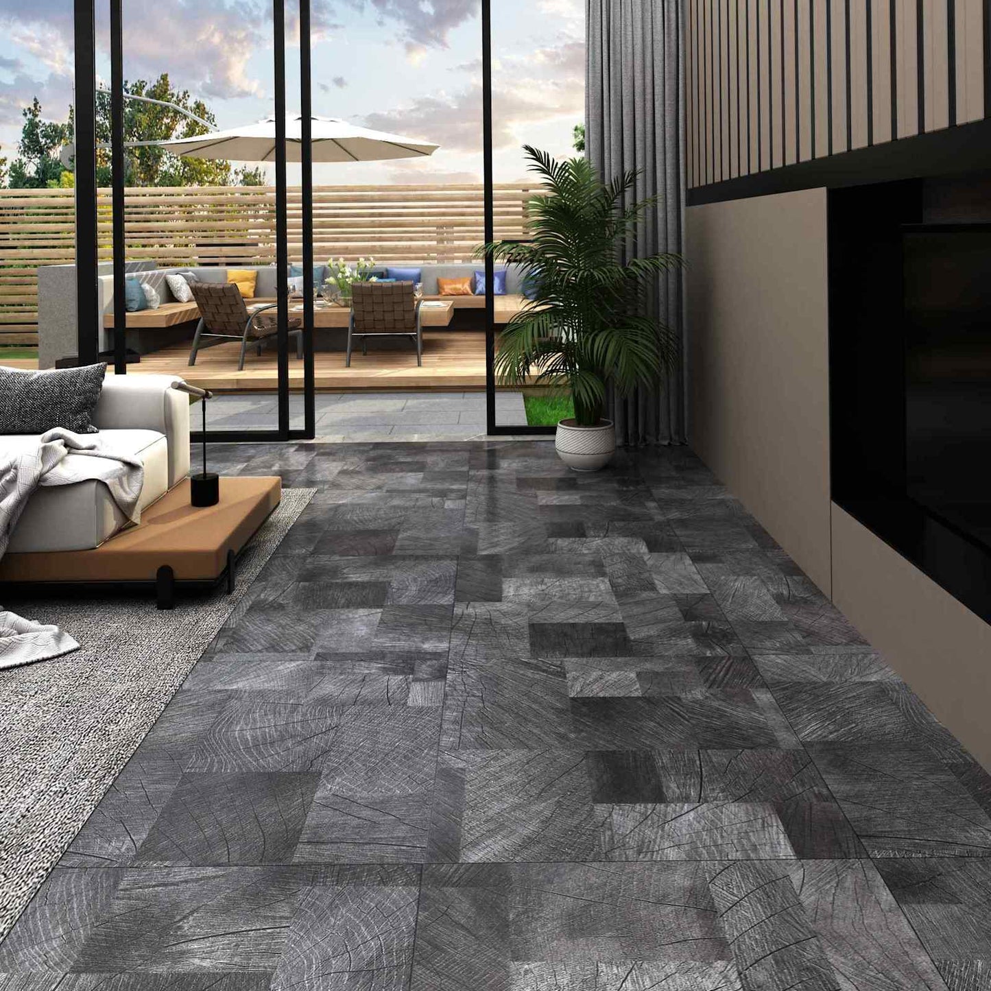 Flooring Planks 5.11 m² 55 pcs PVC Wood structure grey