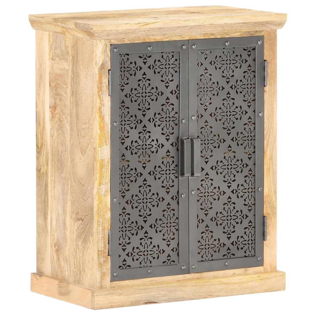 Sideboard with Steel Doors 60x35x75 cm Solid Mango Wood