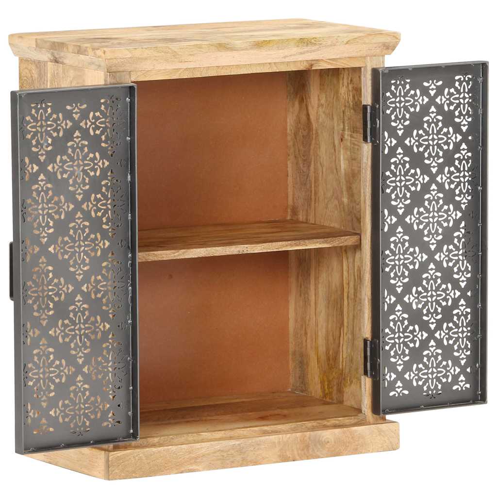 289094 vidaXL Sideboard with Steel Doors 60x35x75 cm Solid Mango Wood