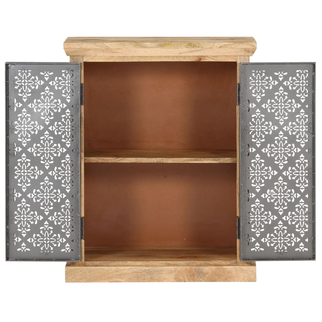Sideboard with Steel Doors 60x35x75 cm Solid Mango Wood
