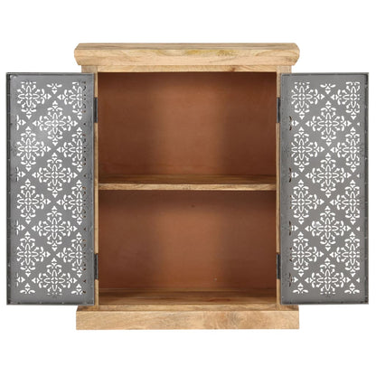 Sideboard with Steel Doors 60x35x75 cm Solid Mango Wood