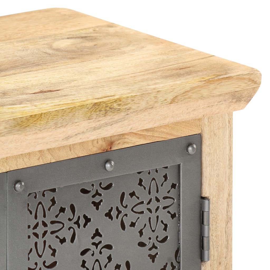 Sideboard with Steel Doors 60x35x75 cm Solid Mango Wood