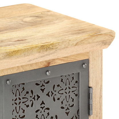 Sideboard with Steel Doors 60x35x75 cm Solid Mango Wood