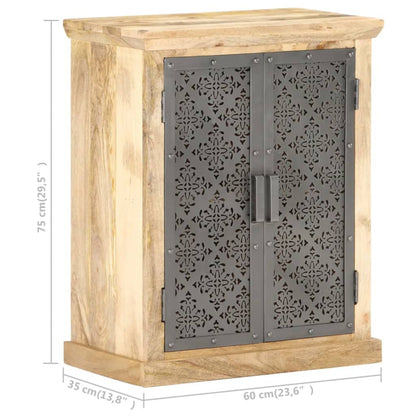 Sideboard with Steel Doors 60x35x75 cm Solid Mango Wood