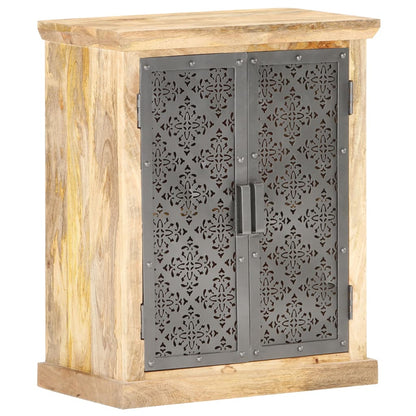 Sideboard with Steel Doors 60x35x75 cm Solid Mango Wood