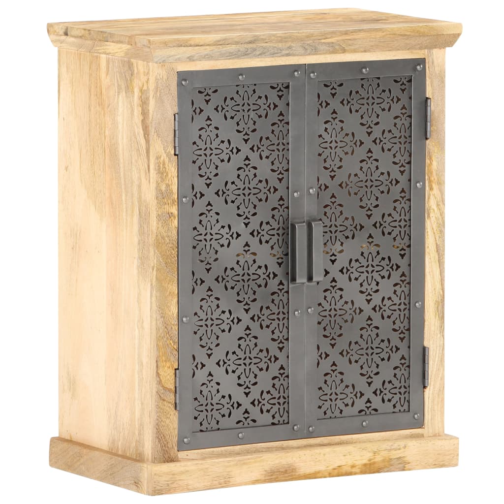 Sideboard with Steel Doors 60x35x75 cm Solid Mango Wood