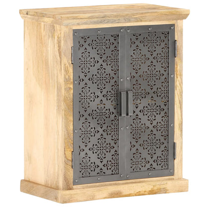 Sideboard with Steel Doors 60x35x75 cm Solid Mango Wood