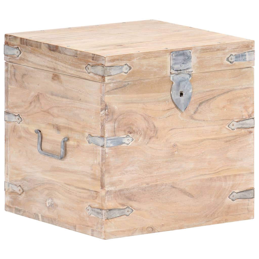 Chest | White | Solid Acacia wood, Iron | 40x40x40 cm | Storage Chest