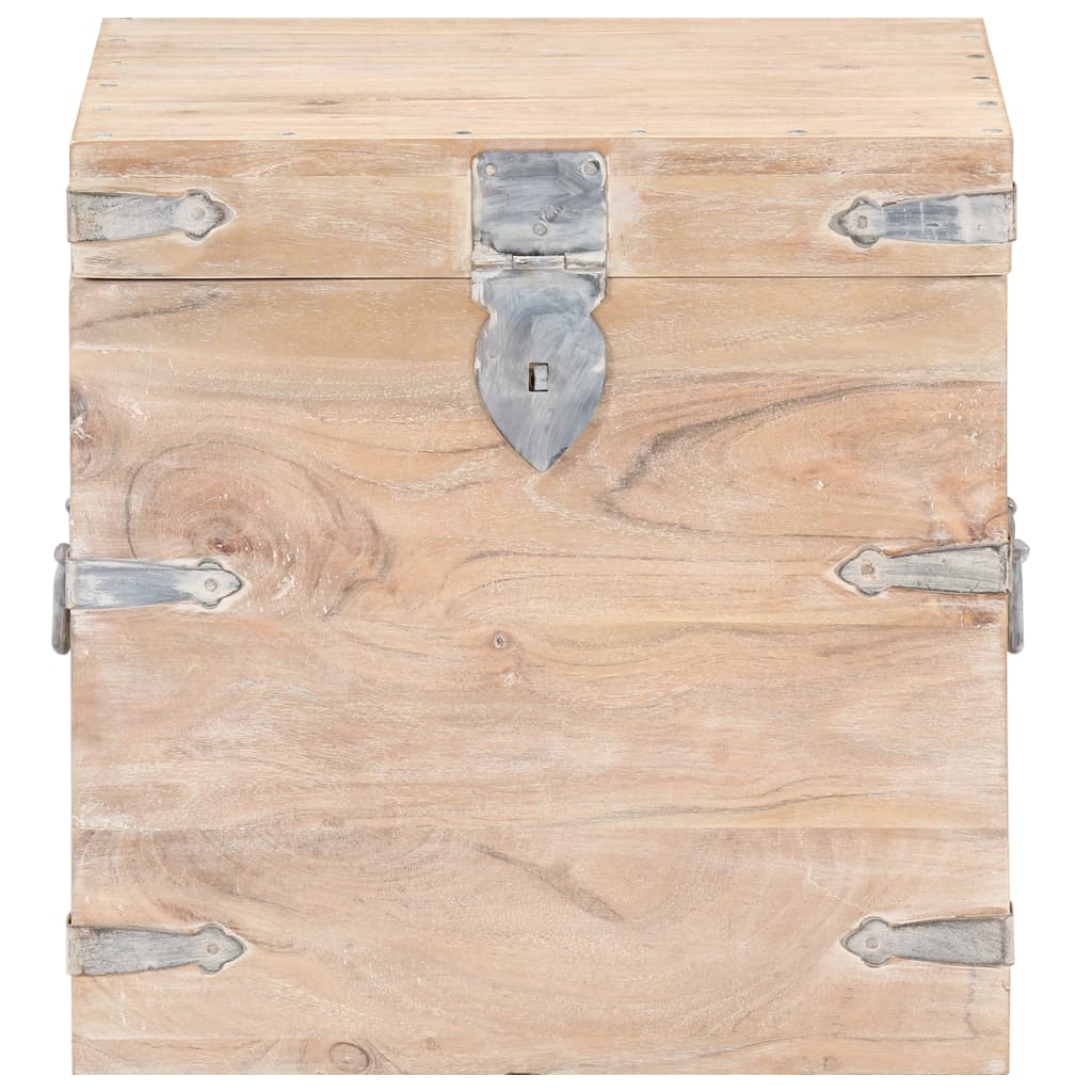 Chest | White | Solid Acacia wood, Iron | 40x40x40 cm | Storage Chest