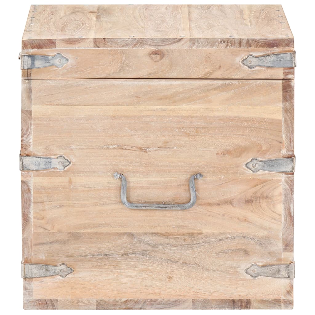 Chest | White | Solid Acacia wood, Iron | 40x40x40 cm | Storage Chest