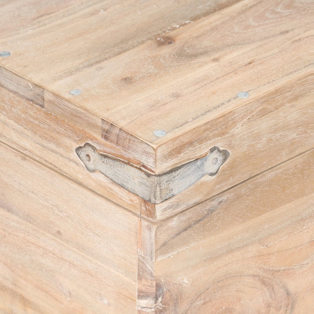 Chest | White | Solid Acacia wood, Iron | 40x40x40 cm | Storage Chest
