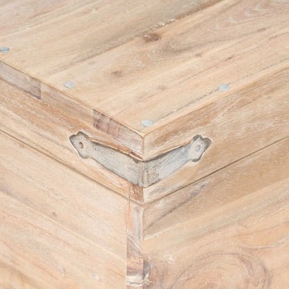 Chest | White | Solid Acacia wood, Iron | 40x40x40 cm | Storage Chest