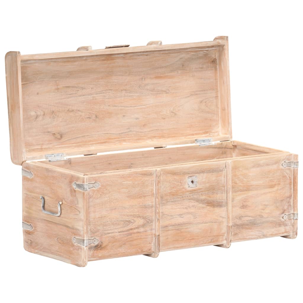 Storage Chest | White finish | Solid acacia wood | 90 x 40 x 40 cm
