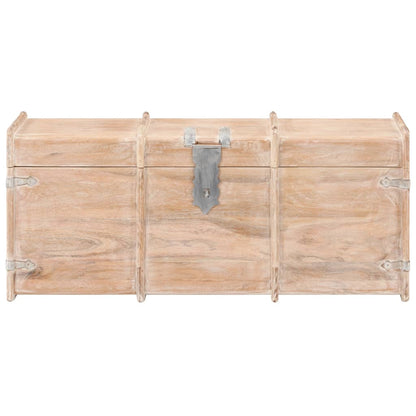 Storage Chest | White finish | Solid acacia wood | 90 x 40 x 40 cm