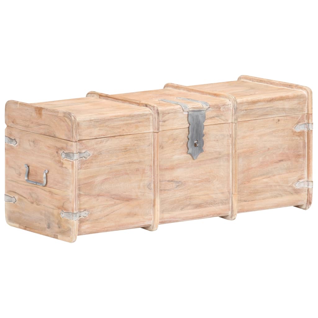 Storage Chest | White finish | Solid acacia wood | 90 x 40 x 40 cm